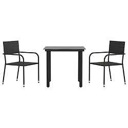 vidaXL Ensemble à manger de jardin 3 pcs noir résine tressée et acier