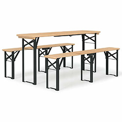 Maison Chic Ensemble de tables à bière pliantes 3 pcs,Mobilier d'extérieur,table et chaises bois massif de sapin -GKD705761