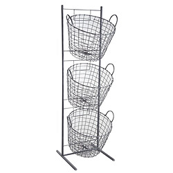 Aubry Gaspard Présentoir + 3 corbeilles grillages en métal gris Corbeilles rondes.