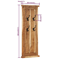 vidaXL Porte-manteaux 2 pcs Bois massif d'acacia 38x100 cm pas cher