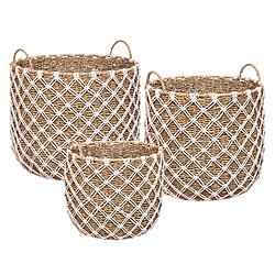 Atmosphera, Createur D'Interieur Panier macramé Palm rond x3 Beige - ATMOSPHERA