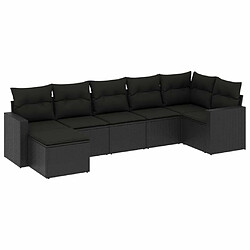 Maison Chic Salon de jardin 7 pcs avec coussins | Ensemble de Table et chaises | Mobilier d'Extérieur noir résine tressée -GKD32810