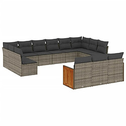 Maison Chic Salon de jardin avec coussins 13 pcs | Ensemble de Table et chaises | Mobilier d'Extérieur gris résine tressée -GKD36298