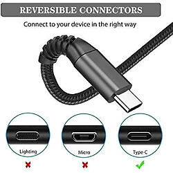 Câble USB C [2m+2m / Lot de 2] 3A Chargeur Type C en Charge Rapide Nylon Tressé Câble Chargeur pour Samsung Galaxy S20 S10 S9 S8 A50 A40 A70 A20e,Huawei P30/P20/P40,Sony Xperia XZ/L1/2, Xiaomi,LG