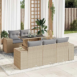 vidaXL Salon de jardin avec coussins 6 pcs beige résine tressée