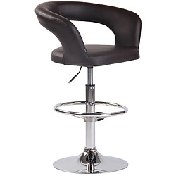 Decoshop26 Tabouret de bar x1 assise moderne en PVC marron pieds et repose-pieds en métal chromé 10_0004992