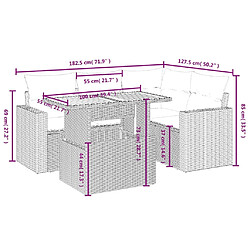 Avis vidaXL Salon de jardin 5 pcs avec coussins noir résine tressée