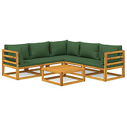 Maison Chic Salon de jardin 6 pcs + coussins - Mobilier/Meubles de jardin - Table et chaises d'extérieur vert bois massif -MN36798