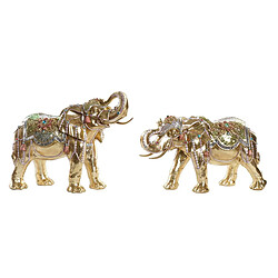 Figurine Décorative DKD Home Decor Eléphant Doré Résine Multicouleur (45,5 x 20 x 35 cm) (2 Unités)