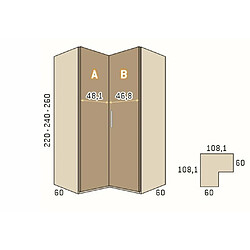 Avis Inside 75 Armoire angle dressing porte coulissante rangement couleur Polar Pizzara Laquée hauteur 240 cm