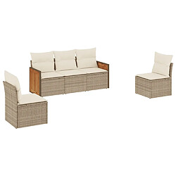 Maison Chic Salon de jardin avec coussins 5 pcs | Ensemble de Table et chaises | Mobilier d'Extérieur beige résine tressée -GKD11439