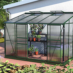 Vitavia Serre de jardin en polycarbonate 4 mm et aluminium vert emeraude avec embase Ida 201. x 324.30 x 220.80 cm.