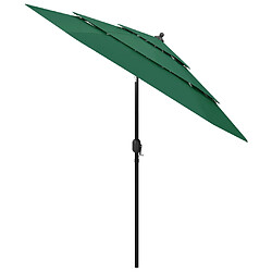 ComfortXL Parasol à 3 Niveaux Avec Mât En Aluminium Vert 2,5 M