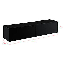 Étagère Murale Design Meuble Support TV Stylé avec 2 Tiroirs Capactié de Charge jusqu'à 25 kg Panneau de Particules Mélaminé 140 x 33 x 30 cm Noir Brillant [en.casa]