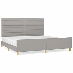 Maison Chic Lit adulte - Cadre Structure de lit avec tête de lit Contemporain Gris clair 200x200 cm Tissu -MN98967