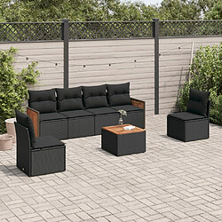 Maison Chic Salon de jardin 7 pcs avec coussins | Ensemble de Table et chaises | Mobilier d'Extérieur noir résine tressée -GKD11704