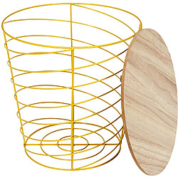 Avis The Home Deco Factory Table d'appoint filaire en bois et métal Cyclone jaune.