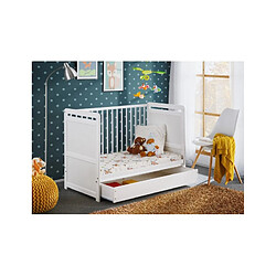 Avis Asm Lit bébé tradition TYMEK en bois de pin avec tiroir 67x124 x H 56,90 cm