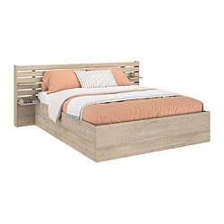 Acheter Vente-Unique Lit coffre 160 x 200 cm avec rangements - Coloris : Naturel + Matelas - TENALIA III