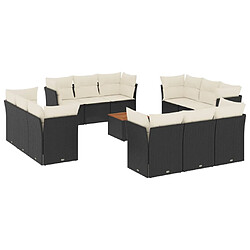 Maison Chic Salon de jardin avec coussins 13 pcs, Ensemble Tables et chaises de jardin, noir résine tressée -GKD148984