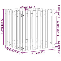 vidaXL Jardinière avec design de clôture noir 70x70x70 cm pin massif pas cher