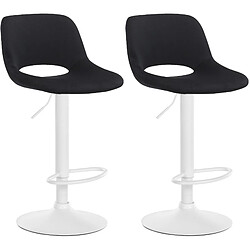 Non Lot de 2 tabourets de bar Camden velours blanc pas cher