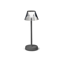 Ideal Lux Lampe de table LED intégrée à intensité variable grise, interrupteur intégré, 3000K, IP54