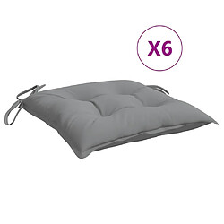 vidaXL Coussins de chaise lot de 6 gris 40x40x7 cm tissu oxford