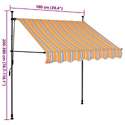 vidaXL Auvent manuel rétractable avec LED 100 cm Jaune et bleu pas cher