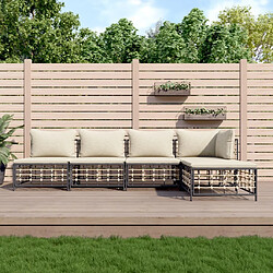 Maison Chic Salon de jardin 5 pcs + coussins - Mobilier/Meubles de jardin - Table et chaises d'extérieur anthracite résine tressée -MN55212