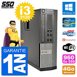 PC Dell OptiPlex 990 SFF Intel Core i3-2120 RAM 4Go SSD 960Go Windows 10 Wifi - Occasion