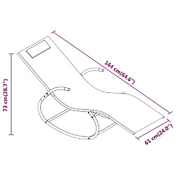 vidaXL Chaises longues à bascule lot de 2 crème acier et textilène pas cher