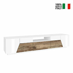 Ahd Amazing Home Design Meuble TV 220x43cm mur bois blanc salon moderne Fergus Wood