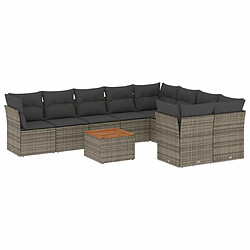 Maison Chic Salon de jardin avec coussins 10 pcs, Ensemble Tables et chaises de jardin, gris résine tressée -GKD602471