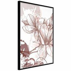 Paris Prix Affiche Murale Encadrée Drawn Flower 20 x 30 cm Noir