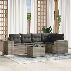 vidaXL Salon de jardin 6 pcs avec coussins gris clair résine tressée