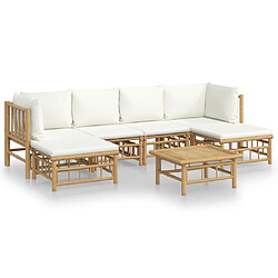 Maison Chic Salon de jardin 7 pcs + coussins - Mobilier/Meubles de jardin - Table et chaises d'extérieur blanc crème bambou -MN95873