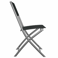 Maison Chic Lot de 4 Chaises d'extérieur,Fauteuil jardin pliables Noir Acier et textilène -GKD36915 pas cher