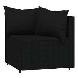 Avis vidaXL Salon de jardin 3 pcs avec coussins Noir Résine tressée