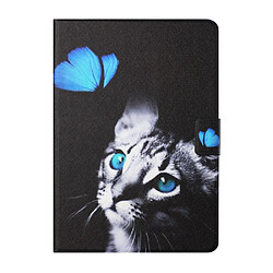 Etui en PU Impression de motifs distinctifs avec support et porte-cartes chat et papillon pour votre Samsung Galaxy Tab A7 Lite 8.7 T220/T225