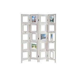 Decoshop26 Paravent 4 panneaux blanc en bois avec porte photos 160x125cm PAR04030