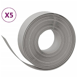 vidaXL Bordures de jardin 5 pcs gris 10 m 15 cm polyéthylène