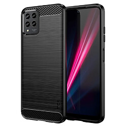 Coque en TPU MOFI surface brossée, anti-chutte, texture fibre de carbone pour votre T-Mobile Revvl 6 Pro 5G - noir