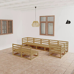 Maison Chic Salon de jardin 8 pcs - Table et chaises d'extérieur - Mobilier/Meubles de jardin Moderne marron miel bois de pin massif -MN17595