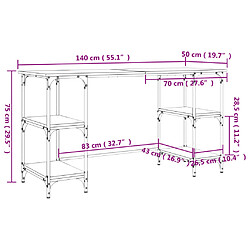 Acheter Helloshop26 Bureau table poste de travail meuble d'ordinateur informatique étude 140 x 50 x 75 cm métal et bois d'ingénierie noir 02_0023916