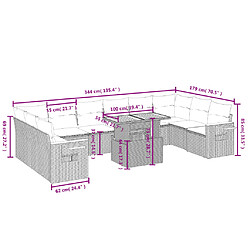 Avis vidaXL Salon de jardin 11 pcs avec coussins gris résine tressée