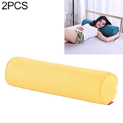 Wewoo 2 PCS Maternity Oreiller Coton Linge Cou Repose Tête Corps Siège Dossier Sleeping PillowTaille 15x60cm Jaune