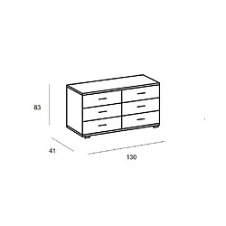 Inside 75 Commode CARAMELLA 6 tiroirs blanc mat