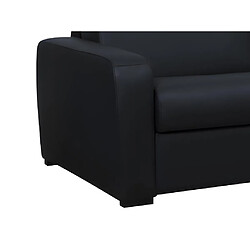 Vente-Unique Canapé 3 places convertible express en cuir noir matelas 18 cm BEVIS pas cher