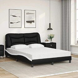 Avis Vidaxl Lit avec matelas noir et blanc 140x190 cm similicuir